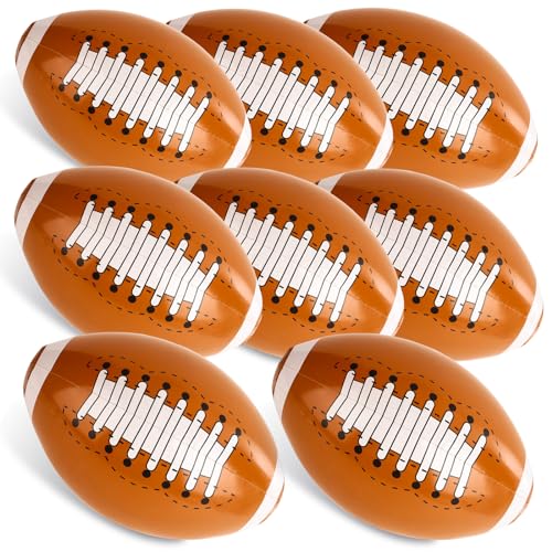 Shindel 8 PCS Inflatable Footballs Toys for Kids, 12 Inches Blow Up Footballs Party Supplies Beach Balls Summer Pool Toys, Birthday Party and Football Party Decorations