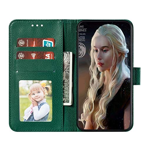 JSLY – Capa de couro com textura litchi horizontal com carteira e suporte e compartimentos para cart