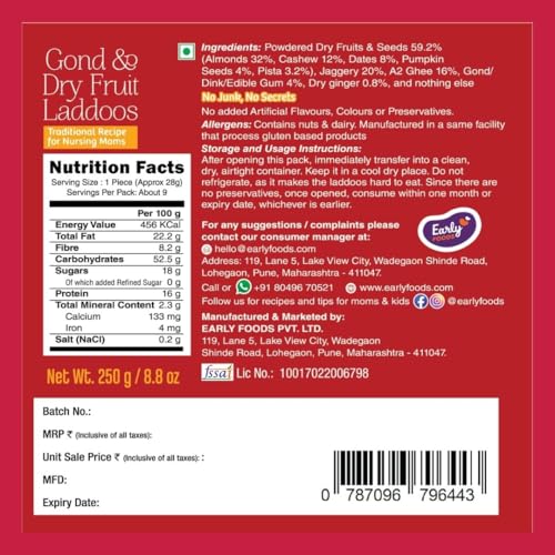 Image of Early Foods Assorted Pack of 2: A2 Ghee Ragi Chocolate & Gond Laddu with Jaggery | Gond Ke Laddu | Pregnancy Laddoo | postpartum ladoo | Sugar Free