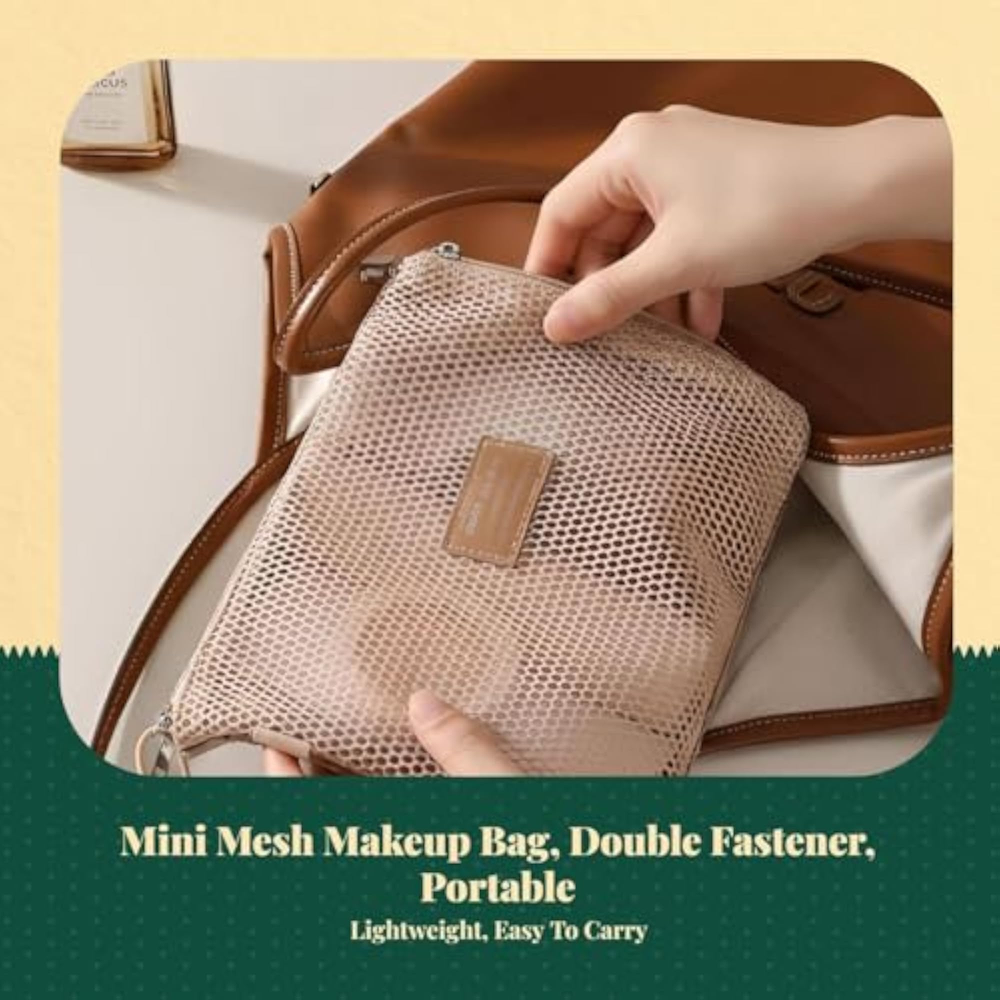 Mini Double Fastener Mesh Organizer Travel Cosmetic Case