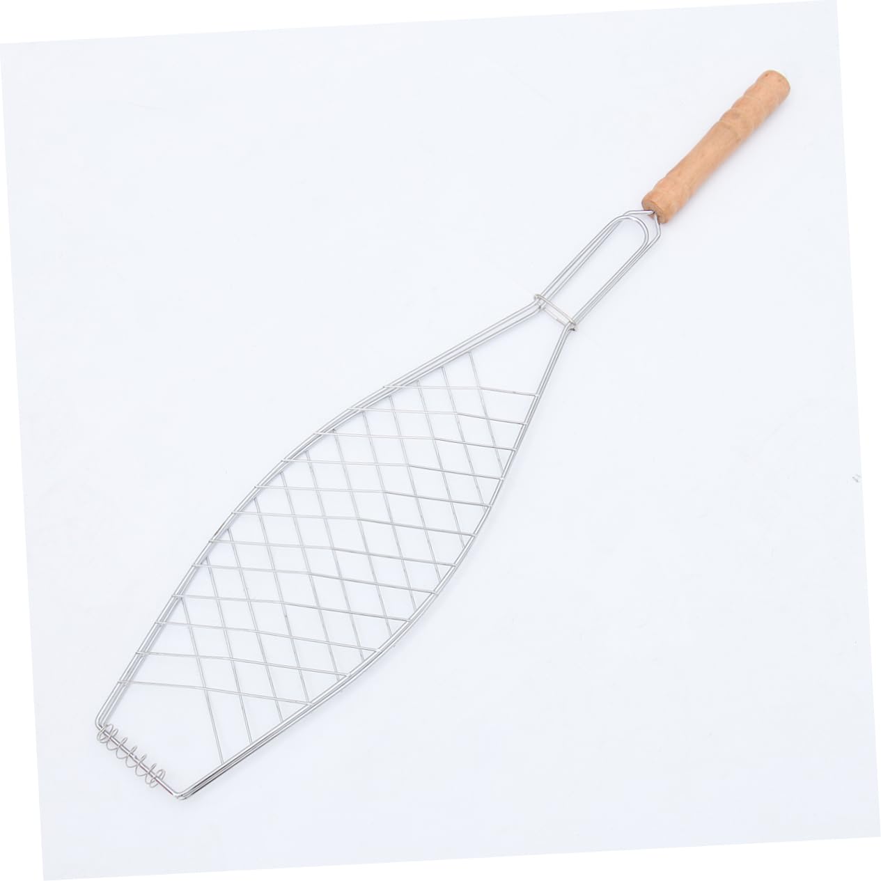 Clip per Griglia da Barbecue in Ferro Manico in Legno, 4 Pezzi | Rivestimento Antiaderente, per Pesce e Costine, Uso Outdoor e Campeggio