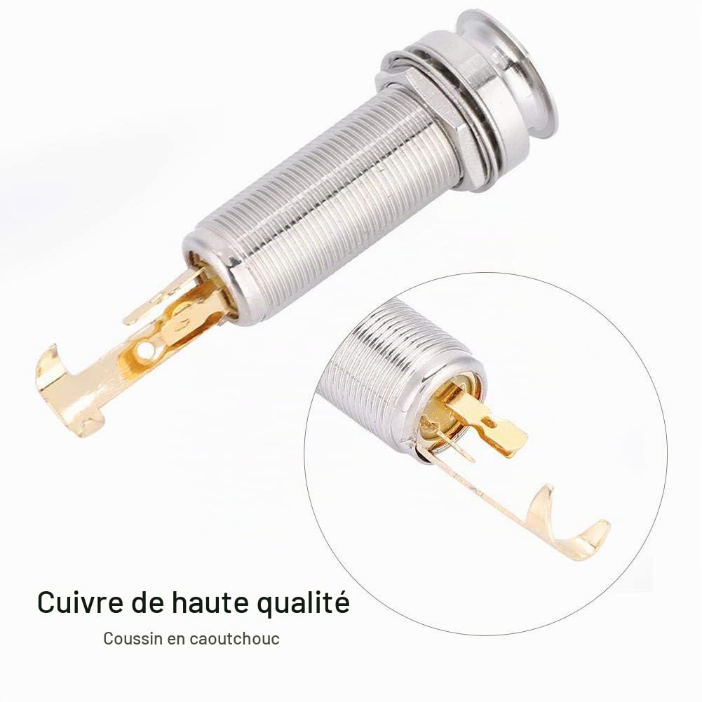 Endpin Jack, Embout stéréo jack en cuivre pour guitare électrique Ukulele (longueur 57mm)