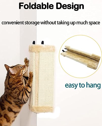 VCEPJH Cat Scratching Post Wall Mounted Cage Mount Cat Scratcher and Corner Cat Scratcher Sisal Wall Mounted Scratching Boards Kitty Scratch Pads for Indoor Cats Resistant Furniture Protector - Thumbnail 6