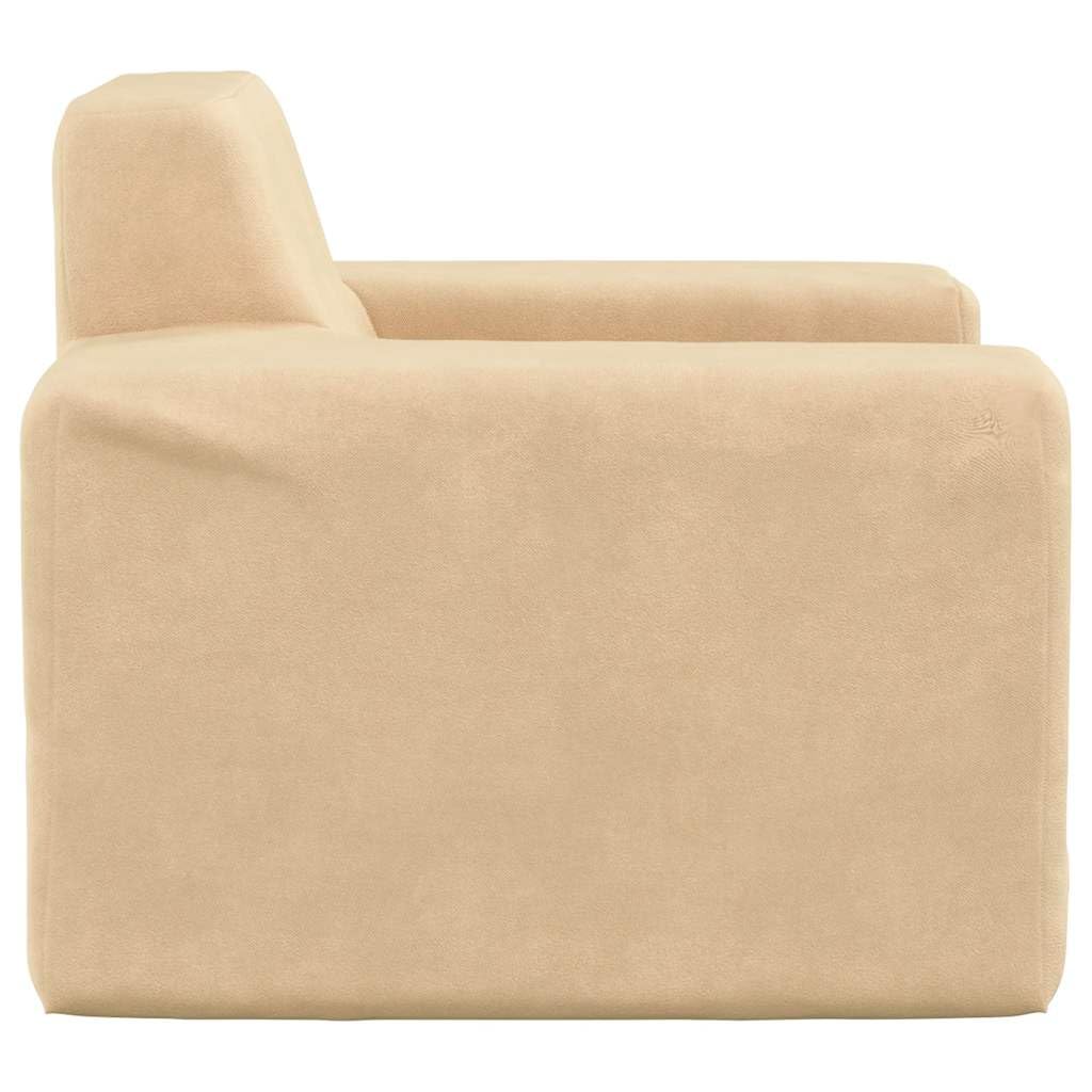 Sofa dziecięca kremowa, miękka pluszowa 52 x 38 x 34 cm ze zdejmowaną poszewką, wypełnienie piankowe, meble dziecięce do pokoju dziecięcego, nie zajmuje dużo miejsca, wygodna, trwała, łatwa do