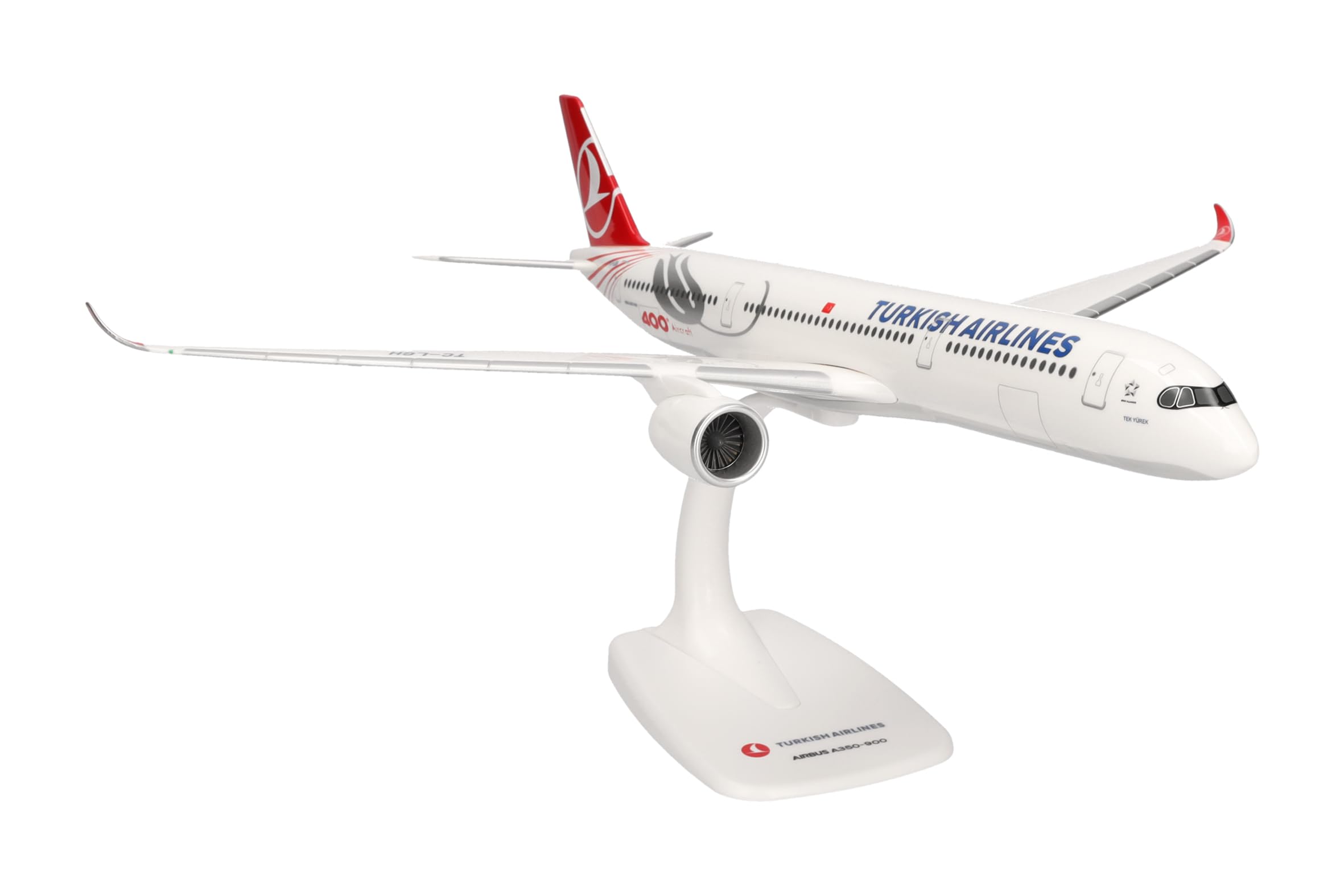 Herpa modello di aereo Turkish Airlines Airbus A350-900 "400th", in scala 1:200 - Snap-Fit, pezzo da collezione, miniatura deco, statuetta con supporto in plastica