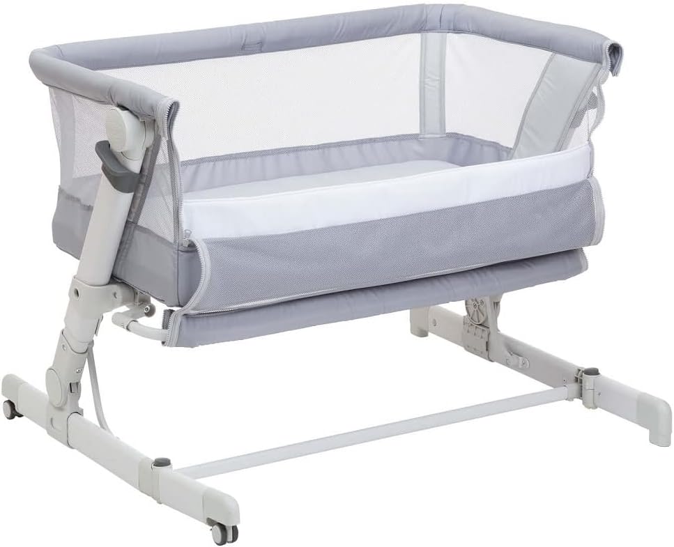 Chicco Next2Me Pop-Up, Gris Mist | Cuna de dormir lateral, cuna de viaje plegable, altura ajustable, incluye colchón y bolsa de viaje