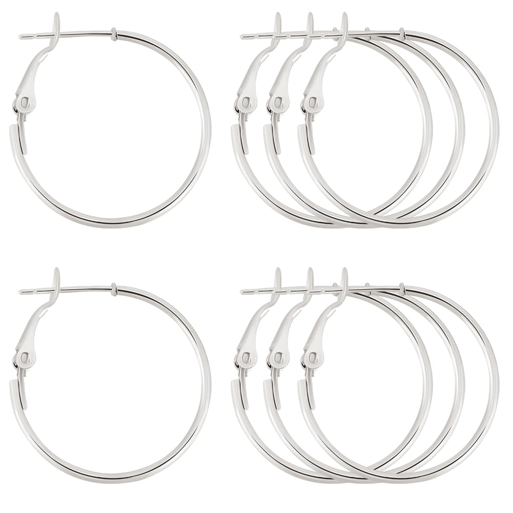 Beebeecraft 1 Box 24Pcs Hoop Earrings Findings Platinum Plated Brass Round Open Beading Hoop Components for Jewellery Making DIY Crafts Art Accessories Creation Festival Gift Wedding Party Favor