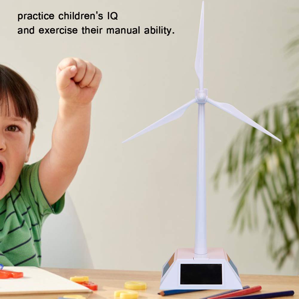 Modelo de Molino de Viento Solar de Ciencia, Modelo de Edificio de Energía Solar Delicado Juguete Turbina Eólica Juguete Educativo Temprano para Niños, Plástico, con Soporte de Pantalla y Placa