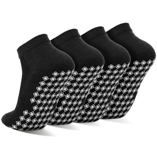 Quoboquo Sneaker Socken Herren Mit Gepolstert Atmungsaktiv Unisex Baumwolle Stoppersocken mit Rutschfesten Noppen für Outdoor Wandern Laufsocken 2 Paar Doppelpack