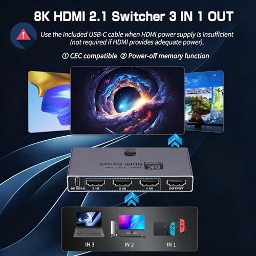 Interruptor HDMI 2.1 8K soluciona falta de puertos en TV para consolas 3