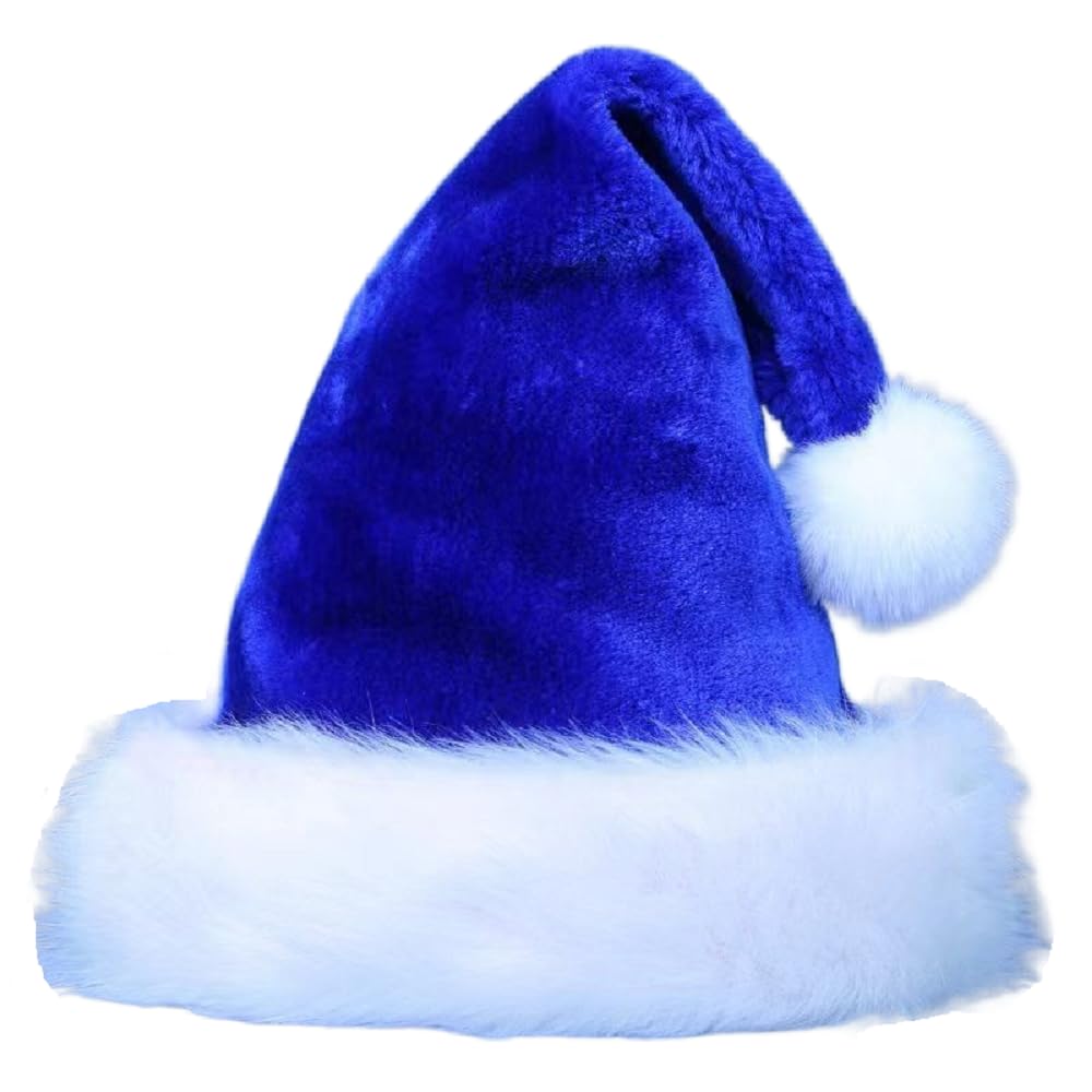Ankelesz Santa Hat for Kids,Xmas Hat,Unisex Velvet Classic Toddler Santa Claus Hat for Christmas New Year Party (Blue)