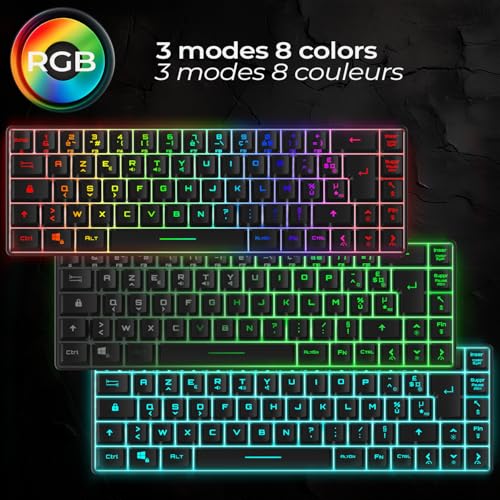 2024 Nuovo - K208 Tastiera Gamer cablata TKL Compact (francese AZERTY) 69 Tasti RGB - Cavo USB di tipo C staccabile - PC/PS4/PS5/Console di gioco- 23 Tasti Anti-Ghosting (nero) - Tastiera gaming - Immagine 3