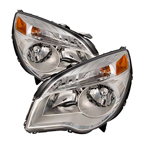 PERDE Compatible with Chevy Equinox LT/LS Chrome Housing Headlamps Set Driver Passenger Pair Headlights With Performance Lens