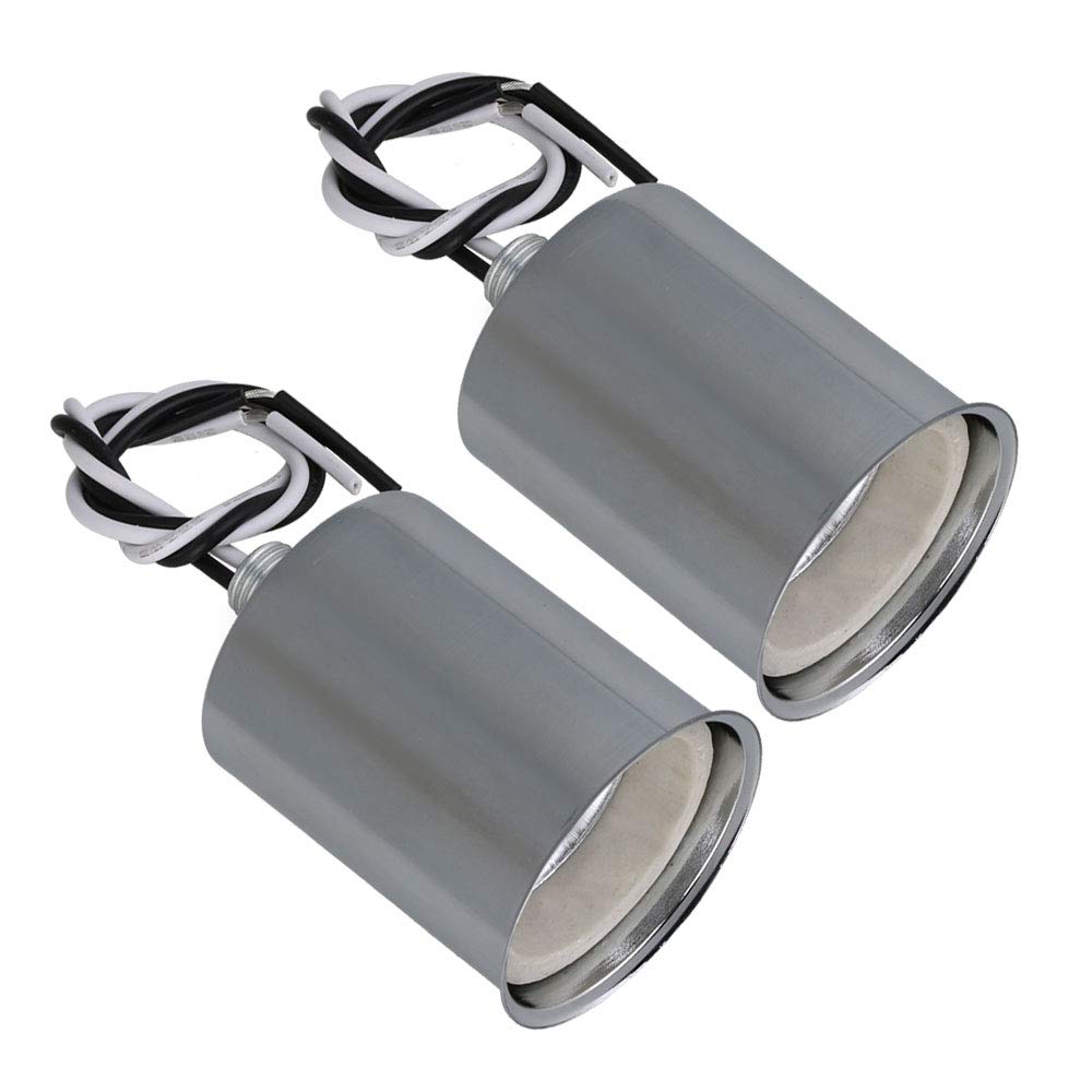 RDEXP 2PCS E27 Ceramic Screw LED Lamp Light Bulb Holder Base Socket Replacement Chrome