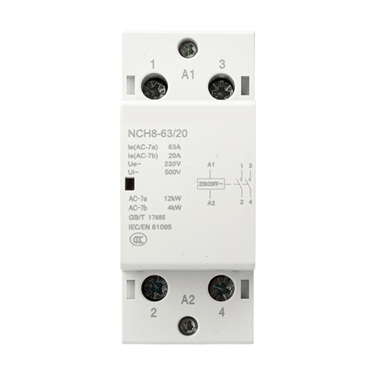230 V Heim-AC-Schütz NCH8 20 A 25 A 40 A 63 A 2 Schließer 1 Öffner Modular 4-polige Phase(63A 4NO)