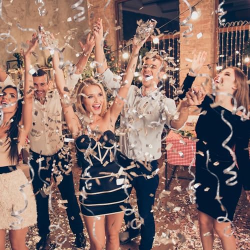Image of Party Confetti for Wedding Birthday Graduation Baby Shower Anniversary Christmas New Year's Kids Fun Party Supplies Decorations and Favors (Silver 2)