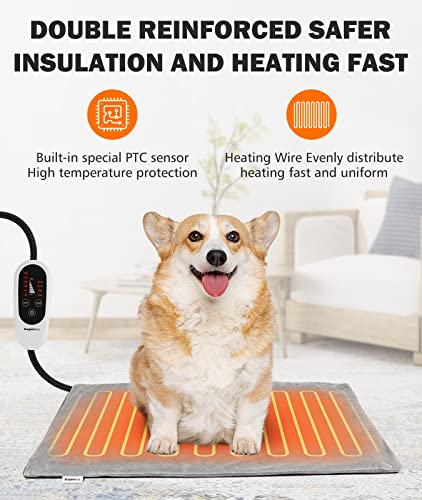 BurgeonNest Heated Cat Bed, Pet Heating Pad with Timer, 28\" x 16\" / 18\" x 16\" Upgraded Electric Heated Dog Bed with Temperature Adjustable Heated Pet Mat Warmer Blanket Auto Power-Off