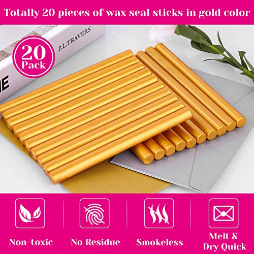 Sealing Wax, Paxcoo 20Pcs Wax Seal Sticks, Glue Gun Sealing Wax For Wax Seal Stamp, Letter Wax Seal And Crafts (Gold) #TOP1