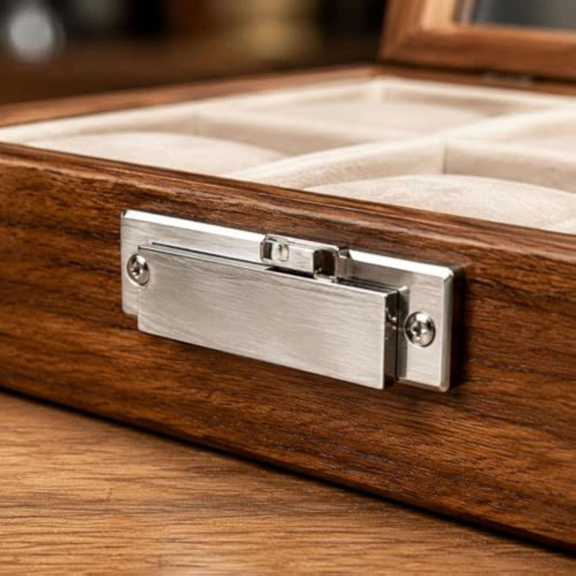 Walnut Watch Box with Glass Lid, 12 Slots
