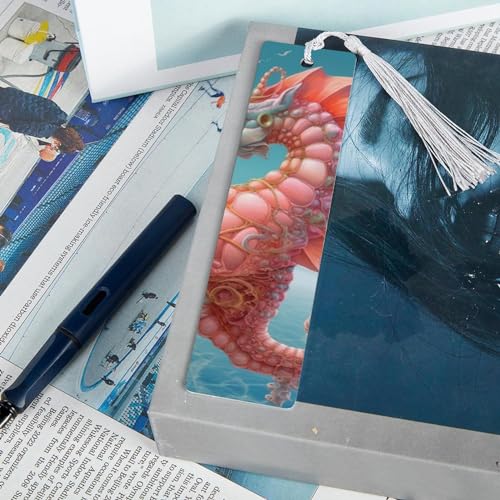 6 Marque-pages hippocampe à pompons pour vos livres - 7