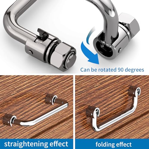 Image of 304 Stainless Steel Folding Pull Handle, U-Shape Folding Metal Cabinet Handles Toolbox Handle,Hole Distance: 3.5Inch Center to Center