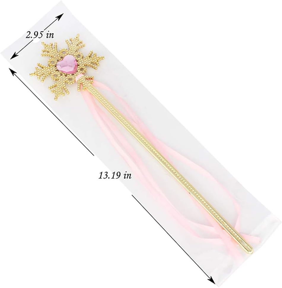 Tvoip 5Pcs Princess Wand Cute Snowflake Magic Wand Costume Wand Magic Wand for Girls Halloween Day Party 13 Inches Gold image 4