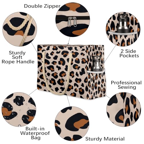 Large Beach Tote Bags for Women Waterproof Sandproof Shoulder Bags Swim Pool Purse with Zipper3