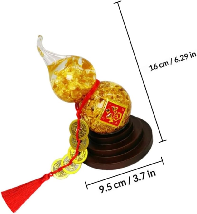 Levemolo Gold Gourd Shaped Crystal Tabletop Adornment 24k Foil, Elegant Desktop Decoration Symbolizing Wealth and Prosperity for Home and Hotel