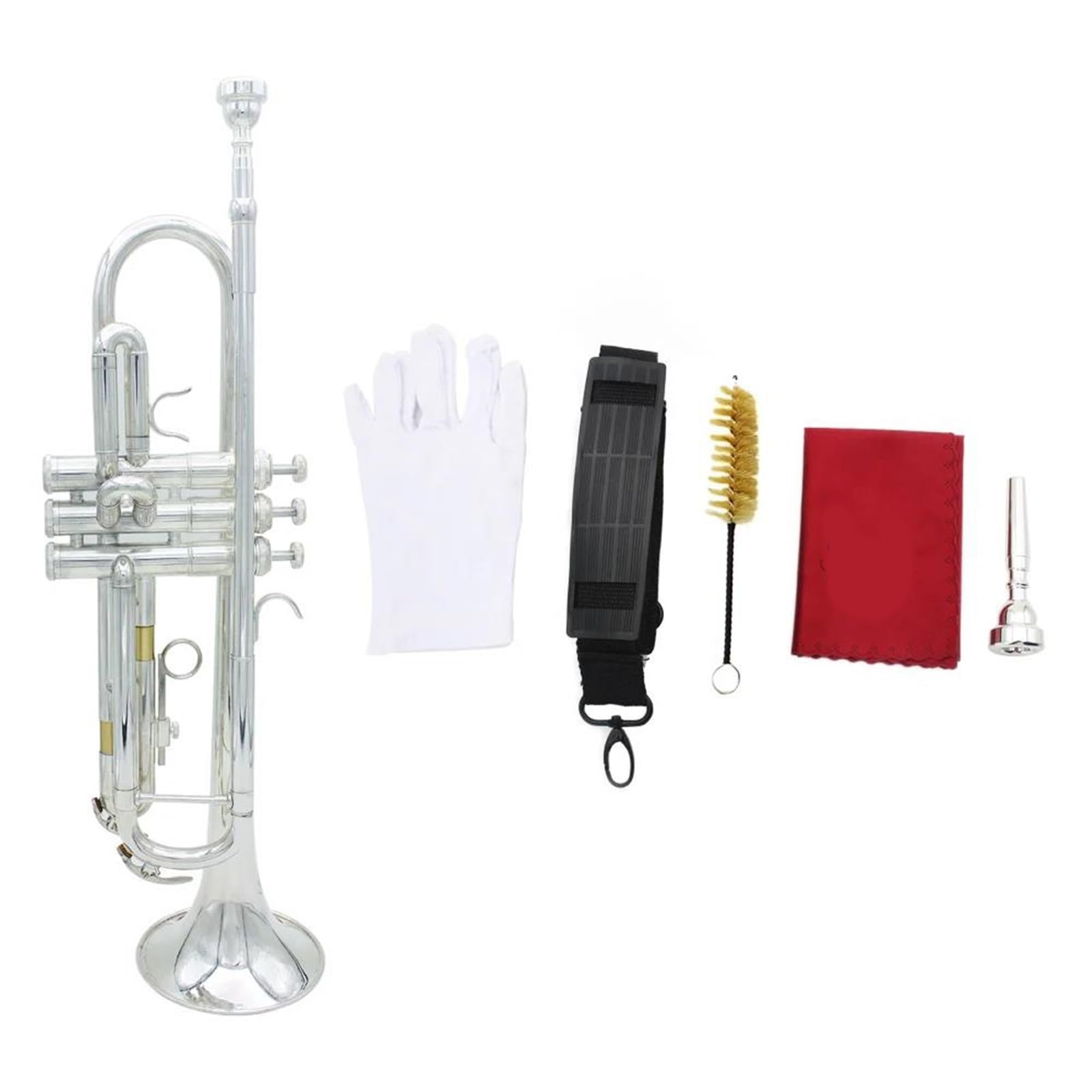 Zestaw instrumentów dętych blaszanych trąbka Profesjonalny Instrument Dęty Blaszany Bb Z Ustnikiem Rękawiczkami Ściereczką Do Czyszczenia Paskiem I Akcesoriami
