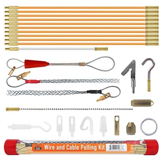 Chromex 11 Foot Wire and Cable Pulling Kit with 16 Accessories