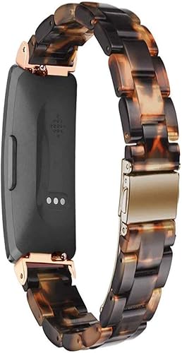 Miniatura 7 de Correa de resina compatible con Fitbit Inspire HRInspireAce 2 Fitness Tracker para mujeres y hombres, accesorio de resina de oro rosa, correa de