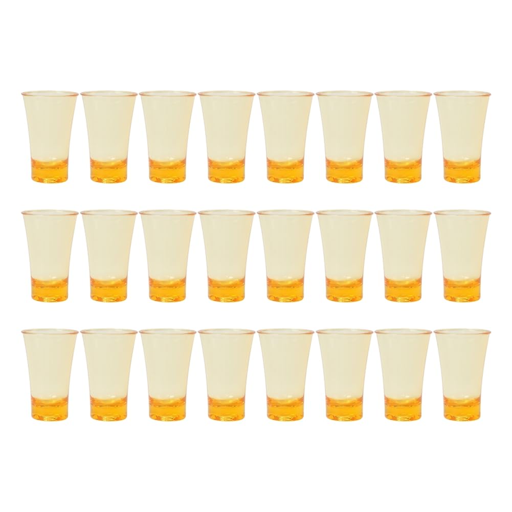 Hndhbfgrt 24pcs 30ml Shot Glasses Polystyrene Shot Glasses Bulk Shot Glasses for Spirits for Multicolored Ombre Design Yellow