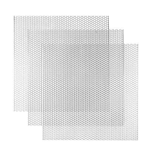 Image of AggAuto Universal 13 inchx13 inch Car Grill Mesh - 3Pcs Aluminum Alloy Automotive Grille Insert Bumper Honeycomb Hole 6mm Spacing 1mm, One of the Most Multifunctional Shape Grids Silver