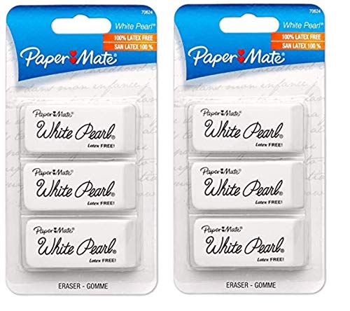 6 Count White Pearl Erasers, Large, (70624)
