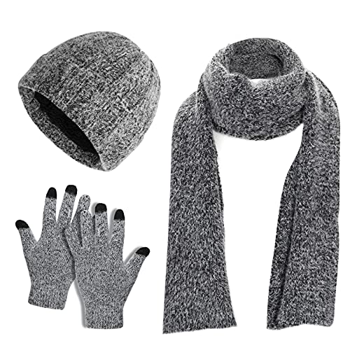 TAGVO Bufanda Gorro Guantes para Hombre Invierno, Regalos para Hombre Mujer Unisexo Set de Bufanda Conjunto de Guantes de Pantalla Táctil Cálidos Utilizados en Actividades al aire Libre, Esquí