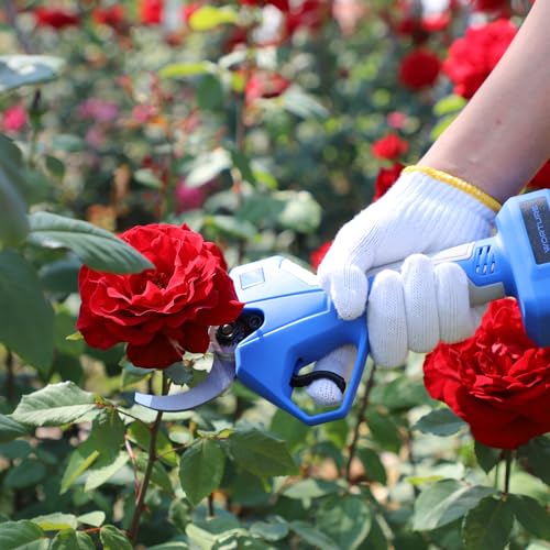 Electric Pruning Shears- Cutting 1.6inch Diameter Professional Gardening Electric Shears, Heavy Duty Branch Pruner, 2 Pack 2000mAh Batteries, SK5 Replacement Blades, Fast Charger