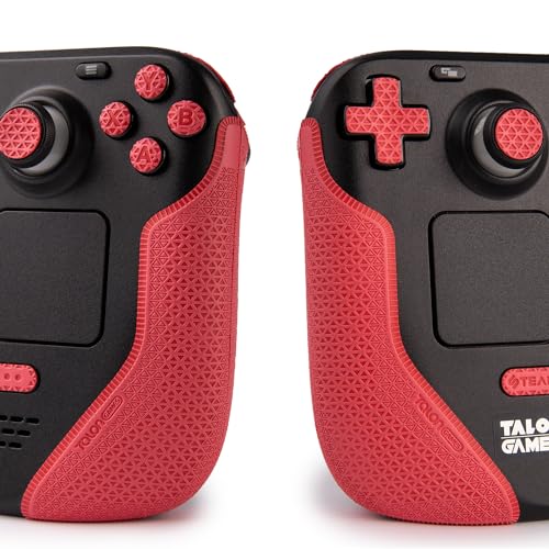 Image of TALONGAMES Controller Grips Compatible with Steam Deck OLED /Steam Deck Controllers, Anti-Slip, Sweat-Absorbent, Textured Skin kit, for Handle Grips, Buttons, Triggers, D-pad (Ultra - Red)