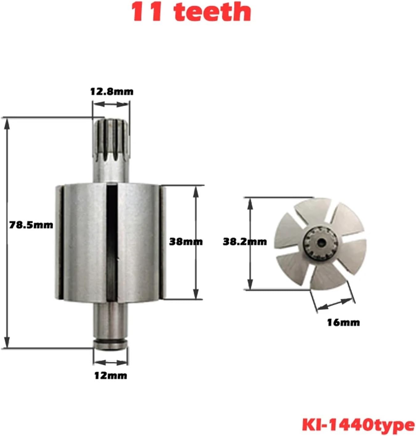 plumbify store Mini Pneumatic Wrench Accessories 1/2" 131S-EA 231C Air Impact Wrench Parts 10 11 12 Teeth Rotor(KI-1440type 1PCS)
