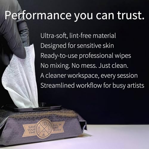Image of CleanSkin Cleansing Green Soap Tattoo Wipes All in One Solution Tattoo Wipes for during Tattooing | Tattoo Aftercare | Green Soap for Tattooing | Ready-to-use all in one green soap tattoo wipes help clean skin and excess ink during tattooing, PMU, piercing and aftercare.