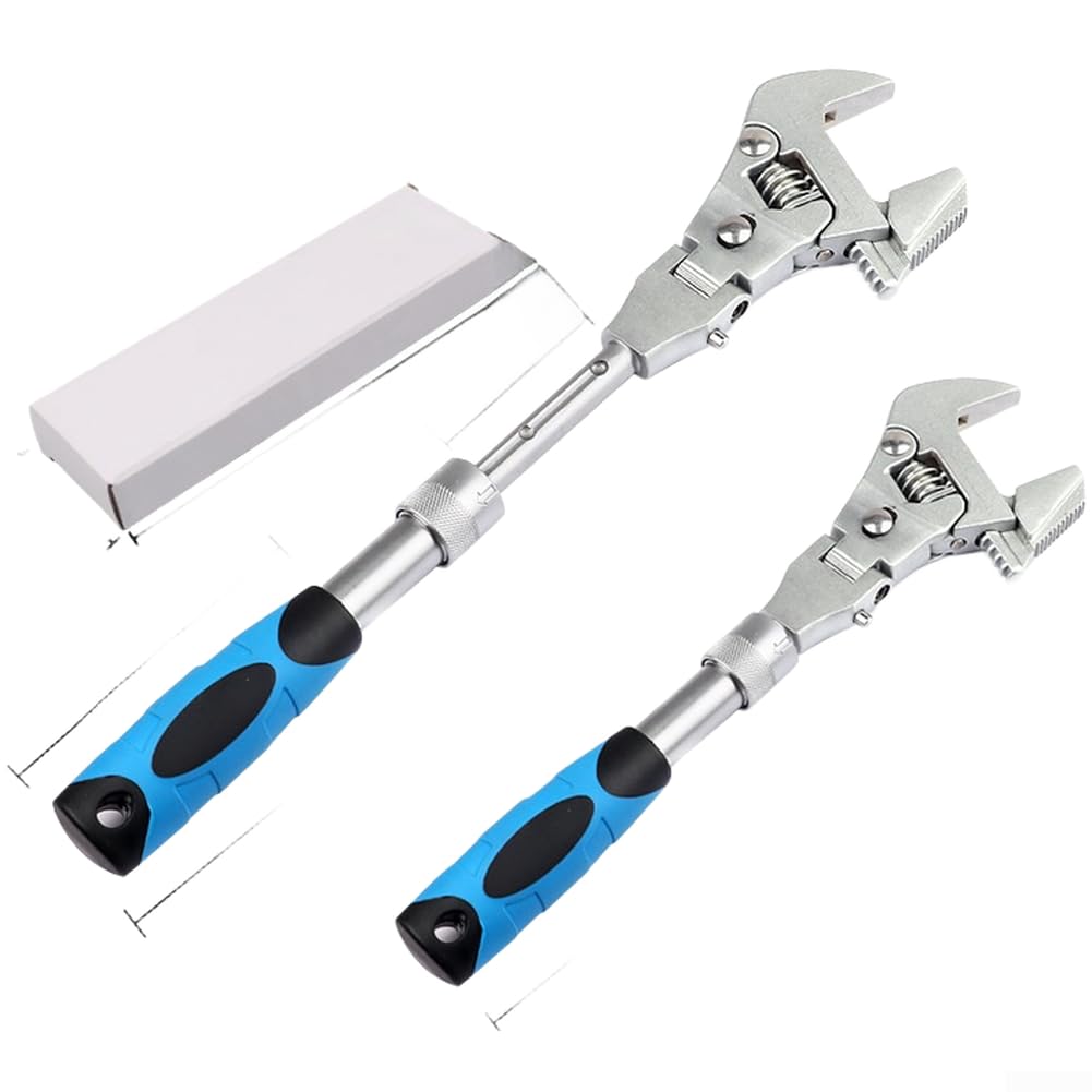 Clé à molette, 25,4 cm, 5 en 1, avec tête rotative à 180°, outil de plomberie extensible pour CVC (A)