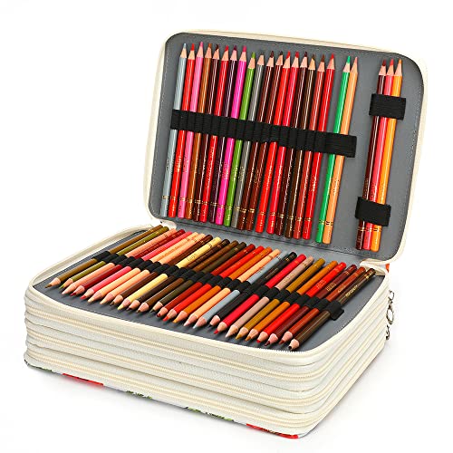 Image of Vomgomfom 200 Slots Pencil Case 4-Layer PU Leather, Handle, White