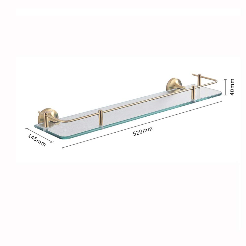 XSJZ Wandmontage Glas Plank, Goud Eenlaags Gehard Glas Plank Rek Voor Badkamer Toilet Cosmetische Gereedschap Houder Badkamer plank glas