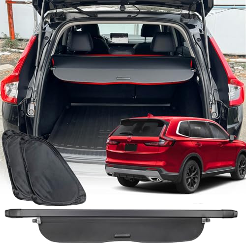 Volcaner for 2023-2026 Honda CRV Cargo Cover -Leather Retractable Trunk Cover Privacy Shield Fits for Honda CRV 2023-2026 Accessories Hybrid & Gas Waterproof Security Luggage Shade Anti-Peeping