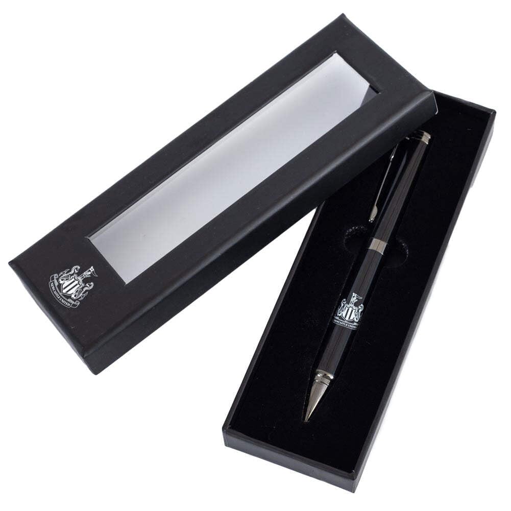 Newcastle United Official Licensed Metal Ballpoint Pen, Black with Club Crest, 14cm, Presentation Box Included