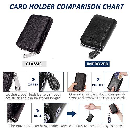 Womens-Credit-Card-Holder-Small-RFID-Blocking-Ladies-Wallet-with-Stainless-Steel-Zipper-Excellent-Genuine-Leather-Accordion-Wallets-Case-for-Women-ID-Compact-Slim-Blocked-Zip-Accordian-Cards-Pink