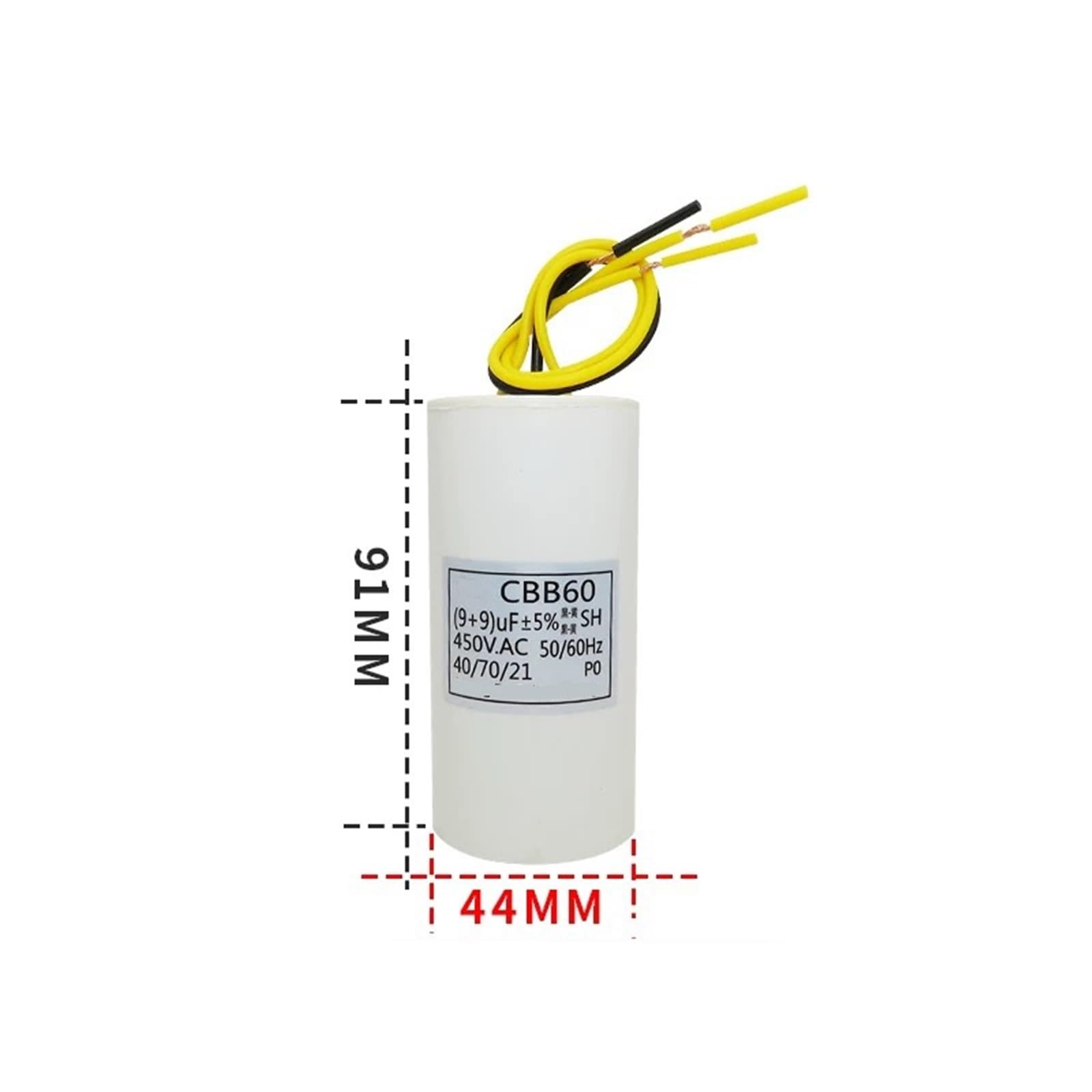 1PC CBB60 9UF+9UF Tre 3 fili 450V cella asta di sollevamento motore cancello condensatore di avviamento 450VAC