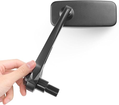 KiWAV Espejos de motocicleta para manillar, extremo de la barra, vista trasera, lado clásico, rectangular, rectangular, azul, antirreflejo, pequeño,