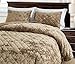 Chezmoi Collection Lux Tan Velvet Quilt King Set, 3-Piece Plush Distressed Velvet Bedding All Season Lightweight Comforter Brushed Microfiber Reverse with Diamond Stitch Quilting