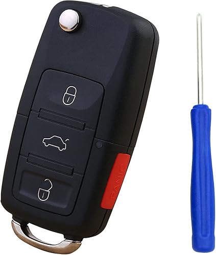 Miniatura 1 de Funda de repuesto para llavero VW Volkswagen Jetta Passat Golf Beetle Rabbit GTI CC EOS 4 botones sin llave remoto para llave de automóvil con hoja