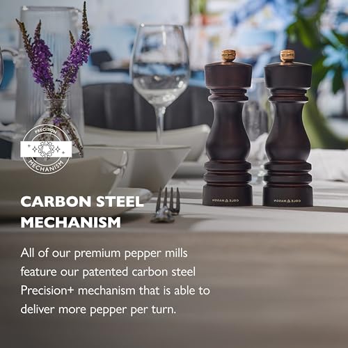 Cole & Mason London Chocolate Wood Pepper Mill, Precision+ Carbon Mechanism, Pepper Grinder with Adjustable Grind, Beech Wood, 180mm, Seasoning Mill, Lifetime Mechanism Guarantee - Image 6